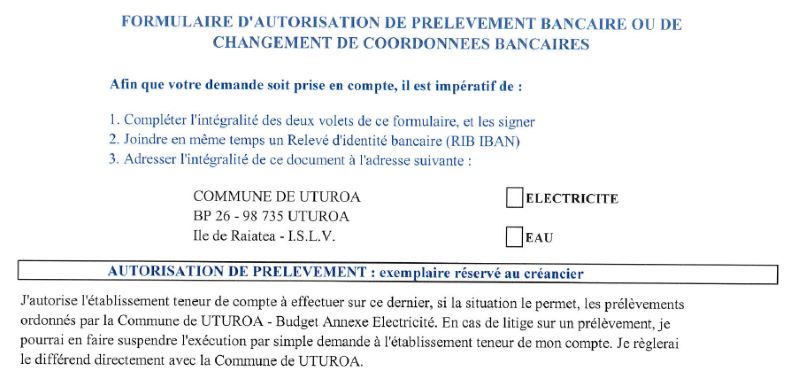 FORMULAIRE PRELEVEMENT AUTOMATIQUE