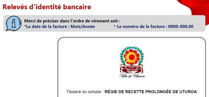 RELEVES D’IDENTITE BANCAIRE COMMUNE DE UTUROA